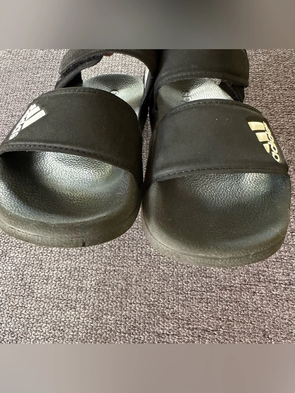 Adidas Black Adilette Sport Slides Strap Logo Little Kid Boys 11K